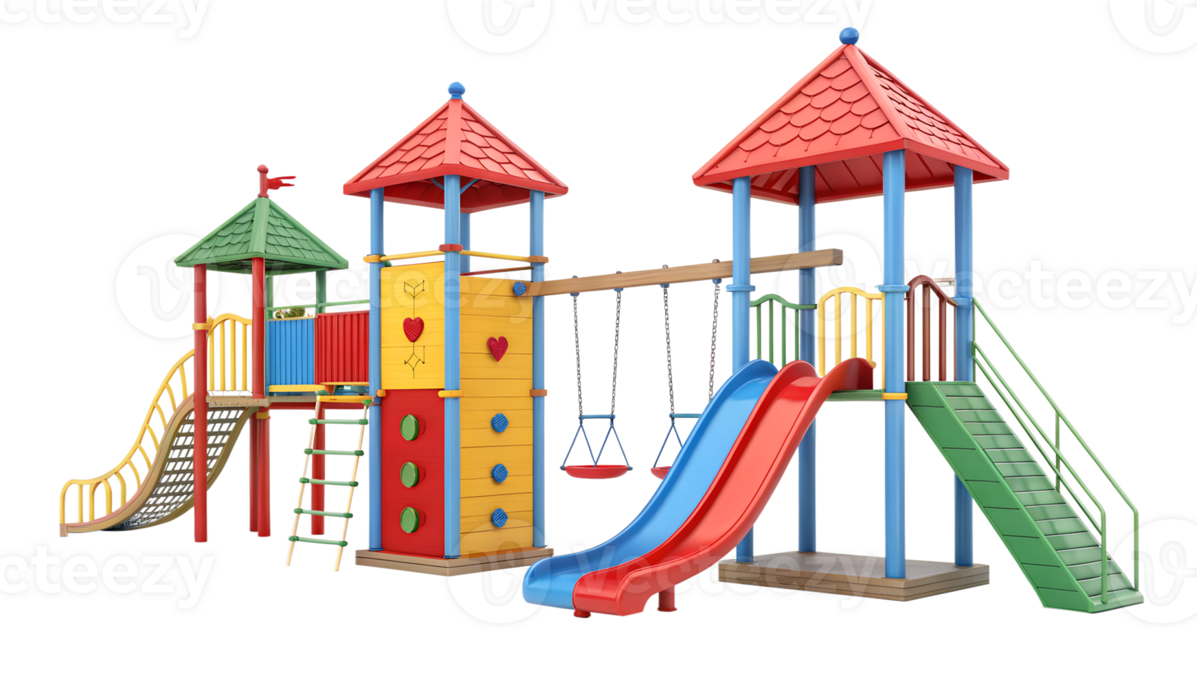 Colorful slides and swings for play png