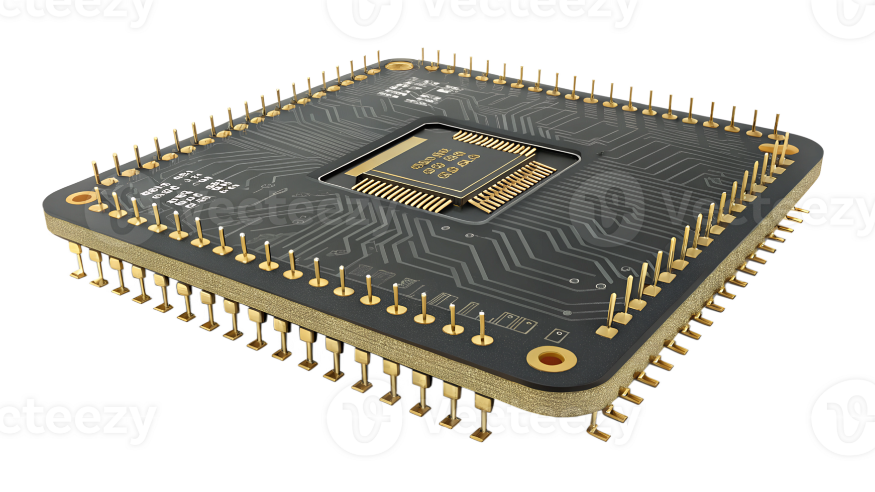 Modern computer processor with intricate design png