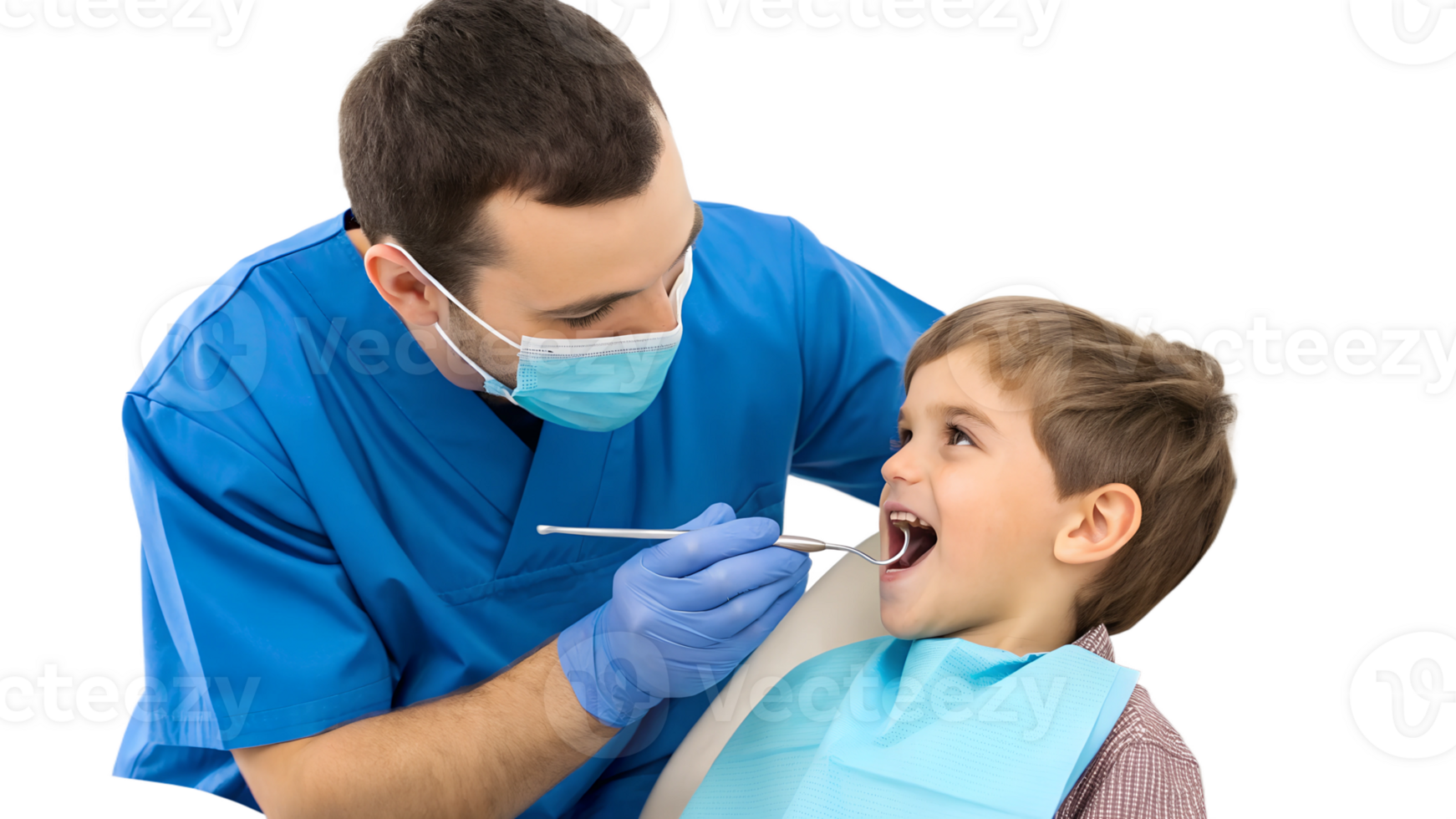 Pediatric dentist checks young patient png
