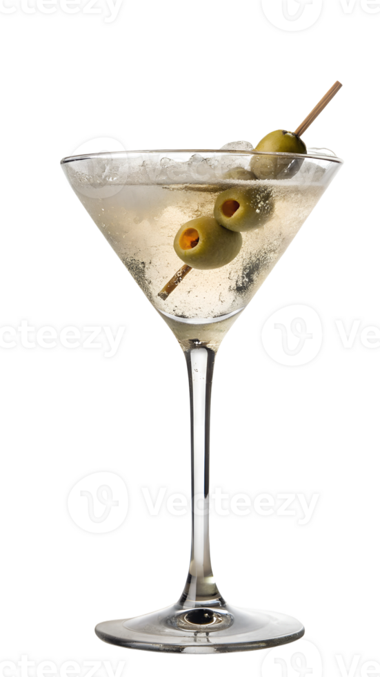 Tall glass cocktail with olives png
