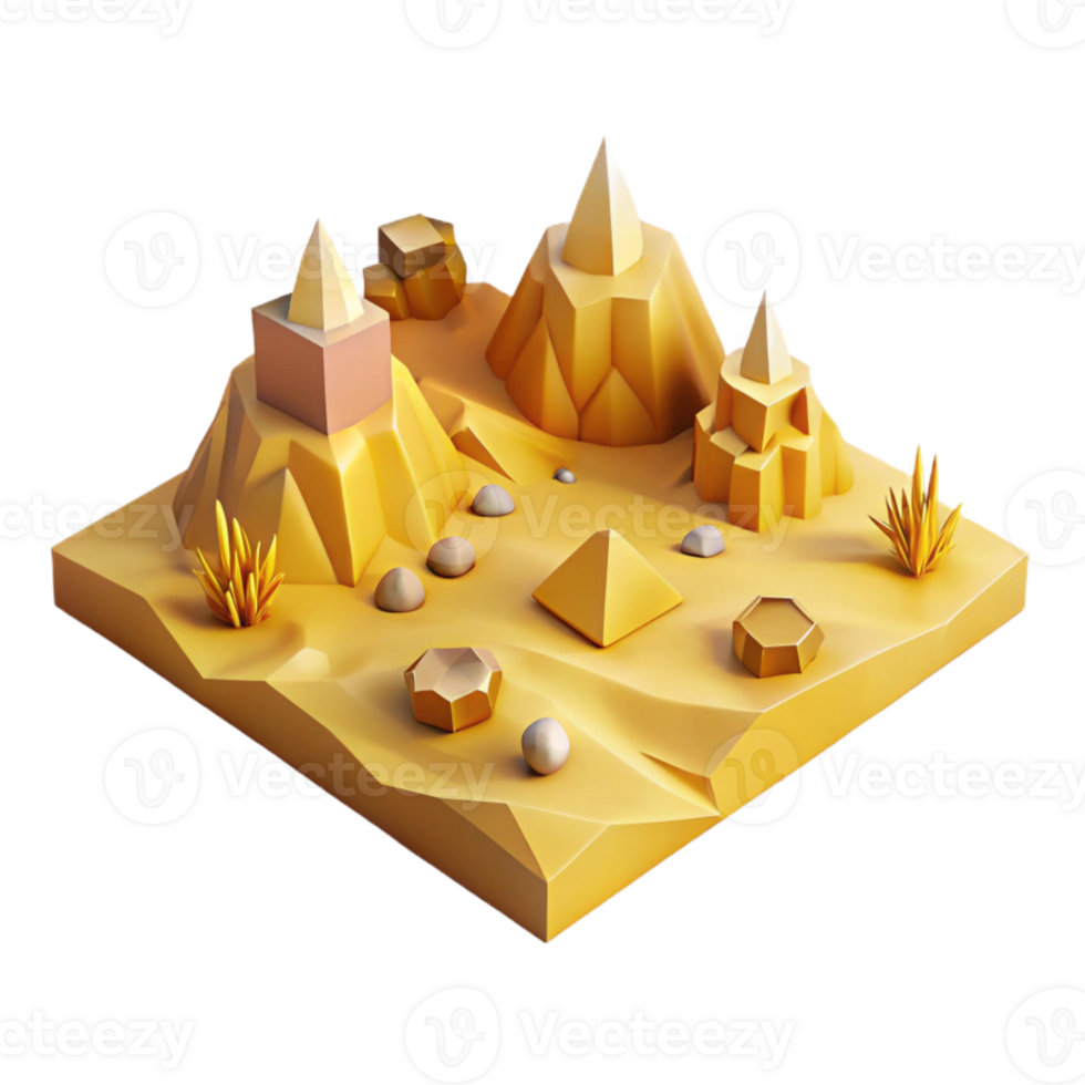 extraordinary rustic Geometric Desert Landscape Isolated with Yellow Tint original png