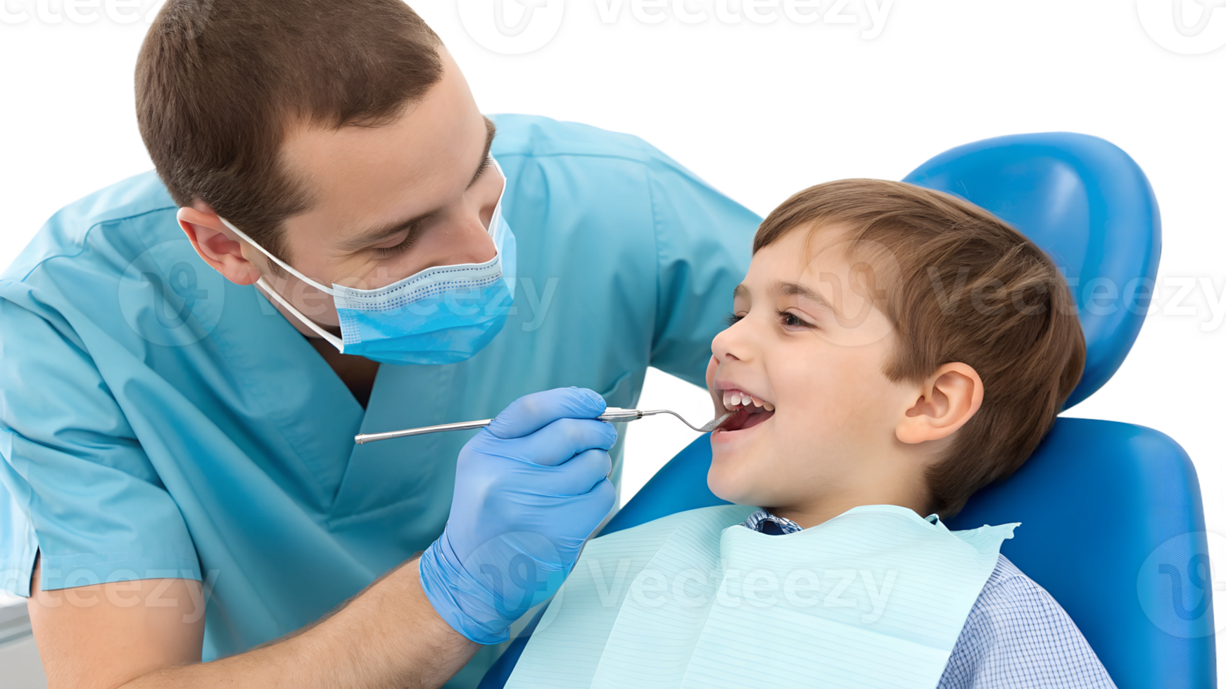 Child visiting the dentist for a checkup png