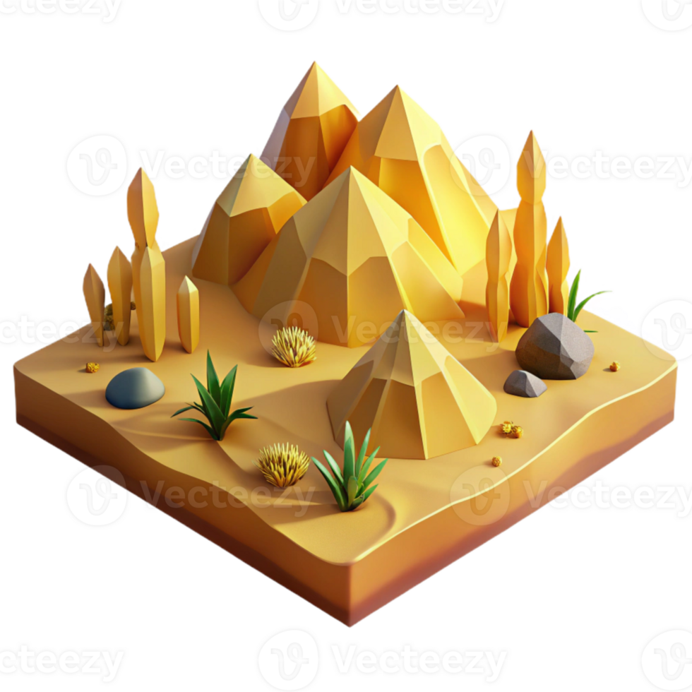 stunning abstract Geometric Desert Landscape Isolated with Yellow Tint premium png
