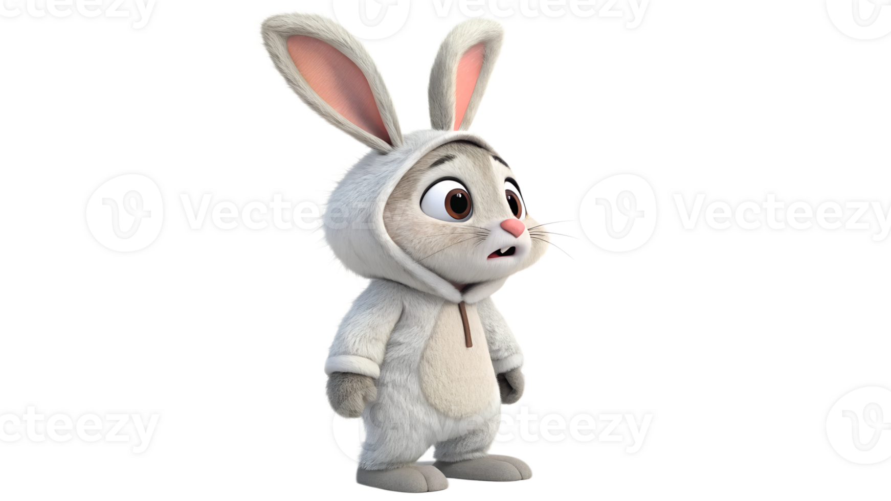 Cute cartoon rabbit character in fluffy costume png
