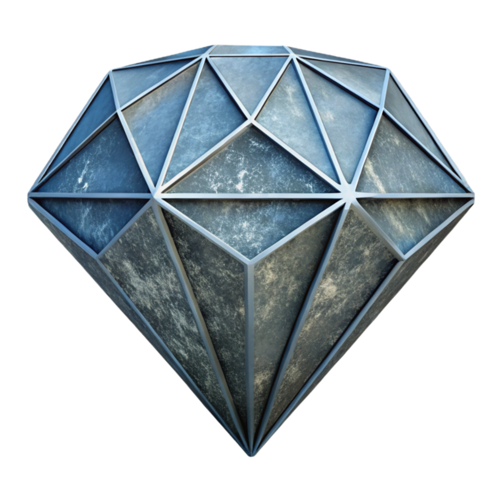 serene classic Geometric Diamond Shape Cutout with Facets premium png