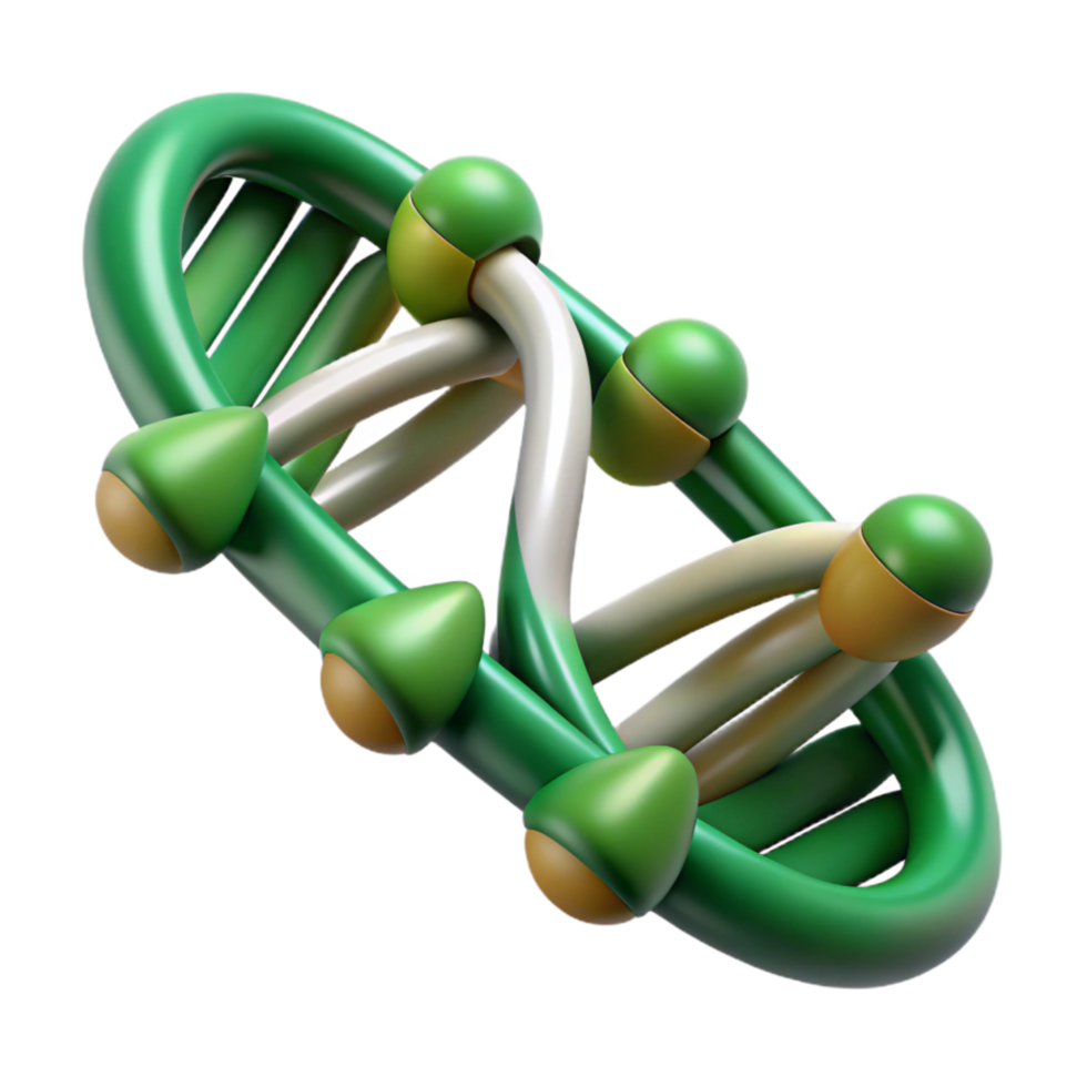 magnificent minimalist Geometric Dna Structure with Green Accents Isolated authentic png