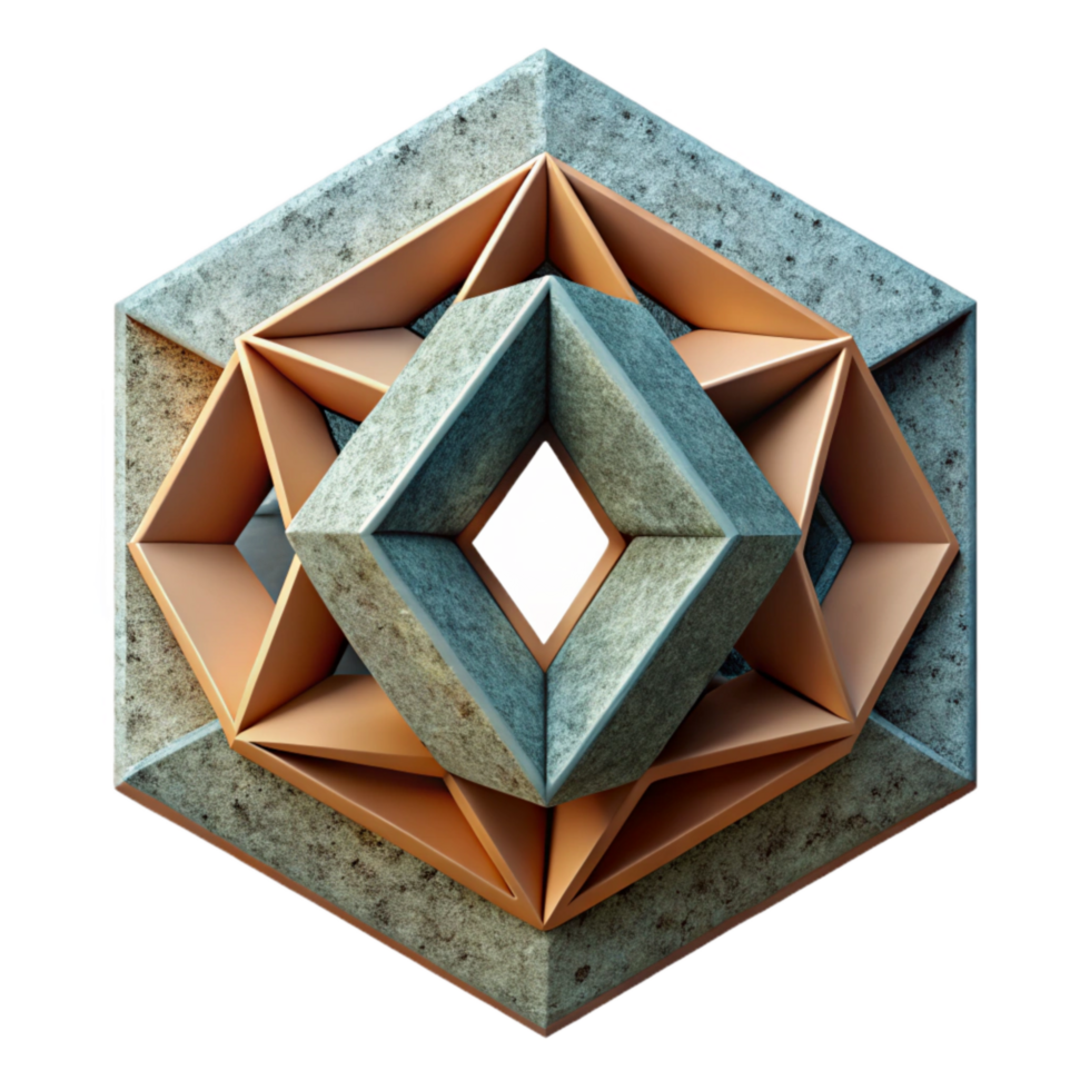 elegant minimalist Geometric Fusion Design with 3d Effect Cutout authentic png