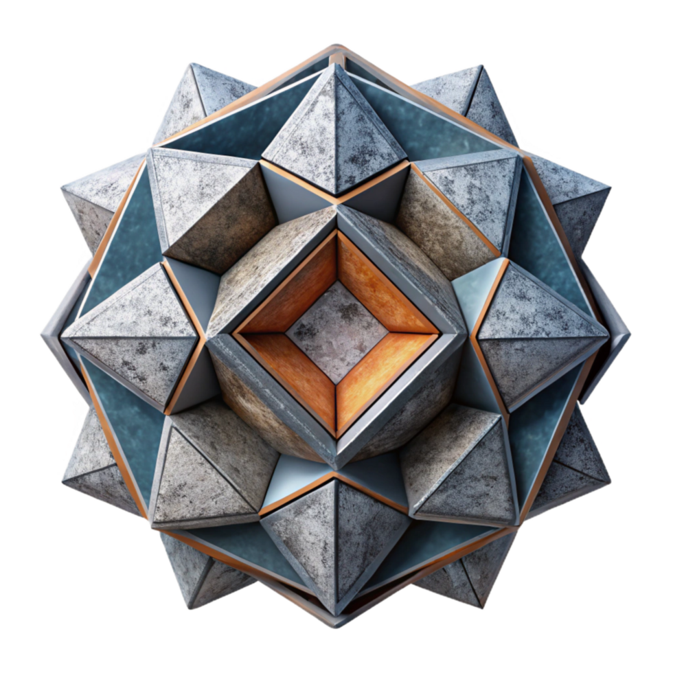 serene traditional Geometric Fusion Design with 3d Effect Cutout high quality png