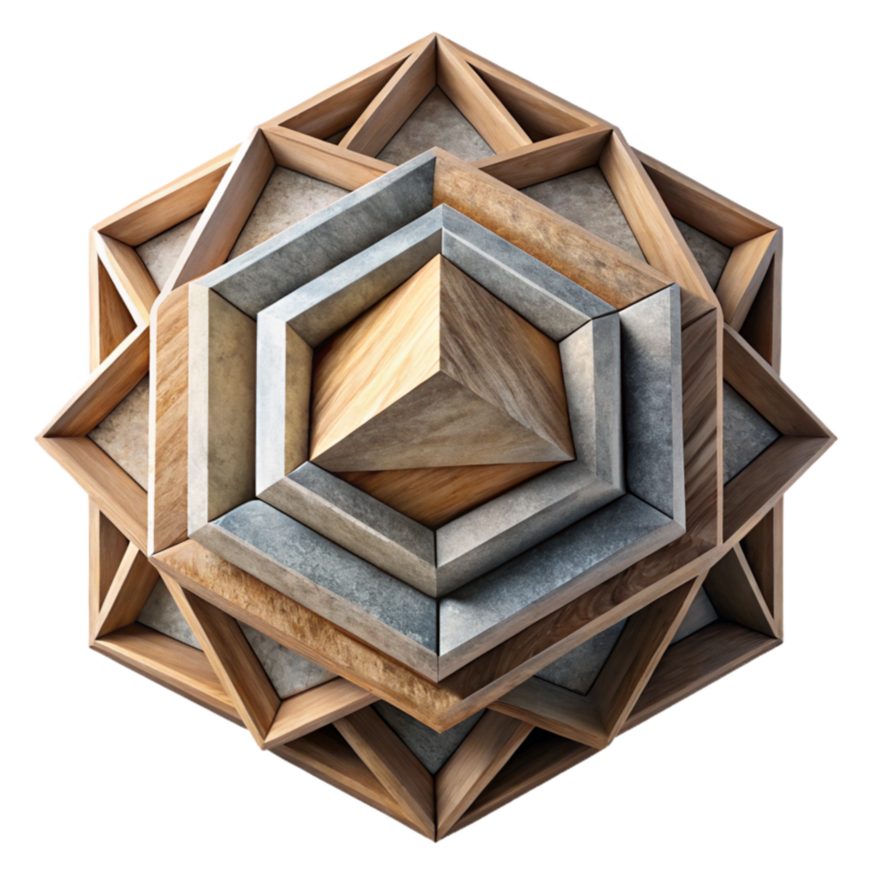 elegant abstract Geometric Fusion Design with 3d Effect Cutout high quality png
