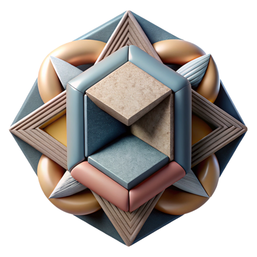 elegant rustic Geometric Fusion Design with 3d Effect Cutout premium png