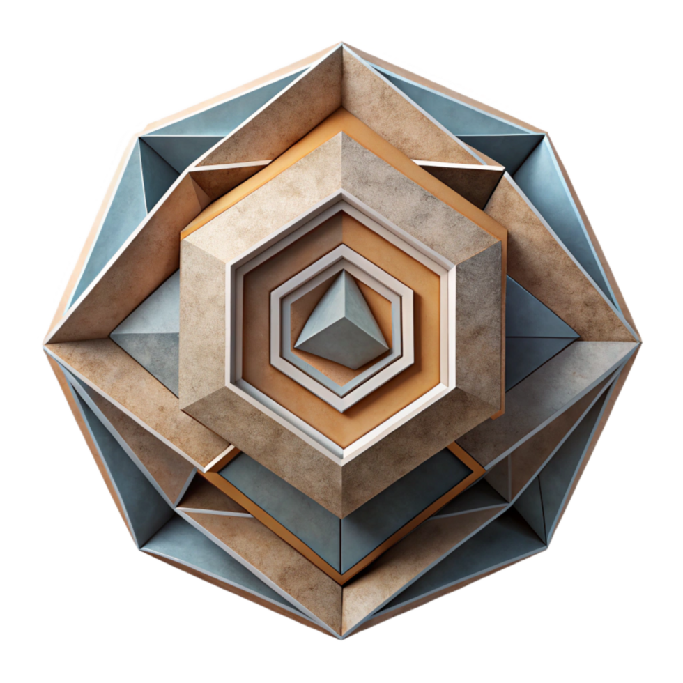 beautiful minimalist Geometric Fusion Design with 3d Effect Cutout high quality png