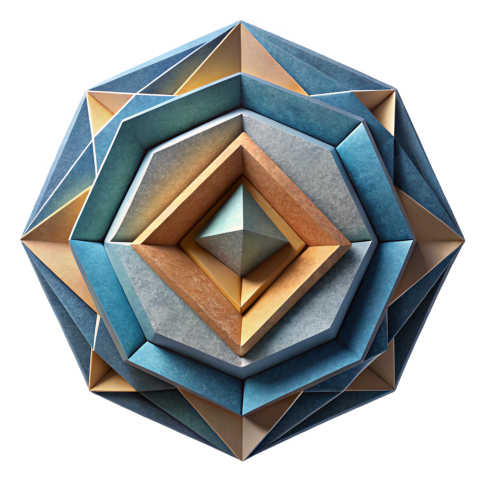 impressive rustic Geometric Fusion Design with 3d Effect Cutout high resolution png