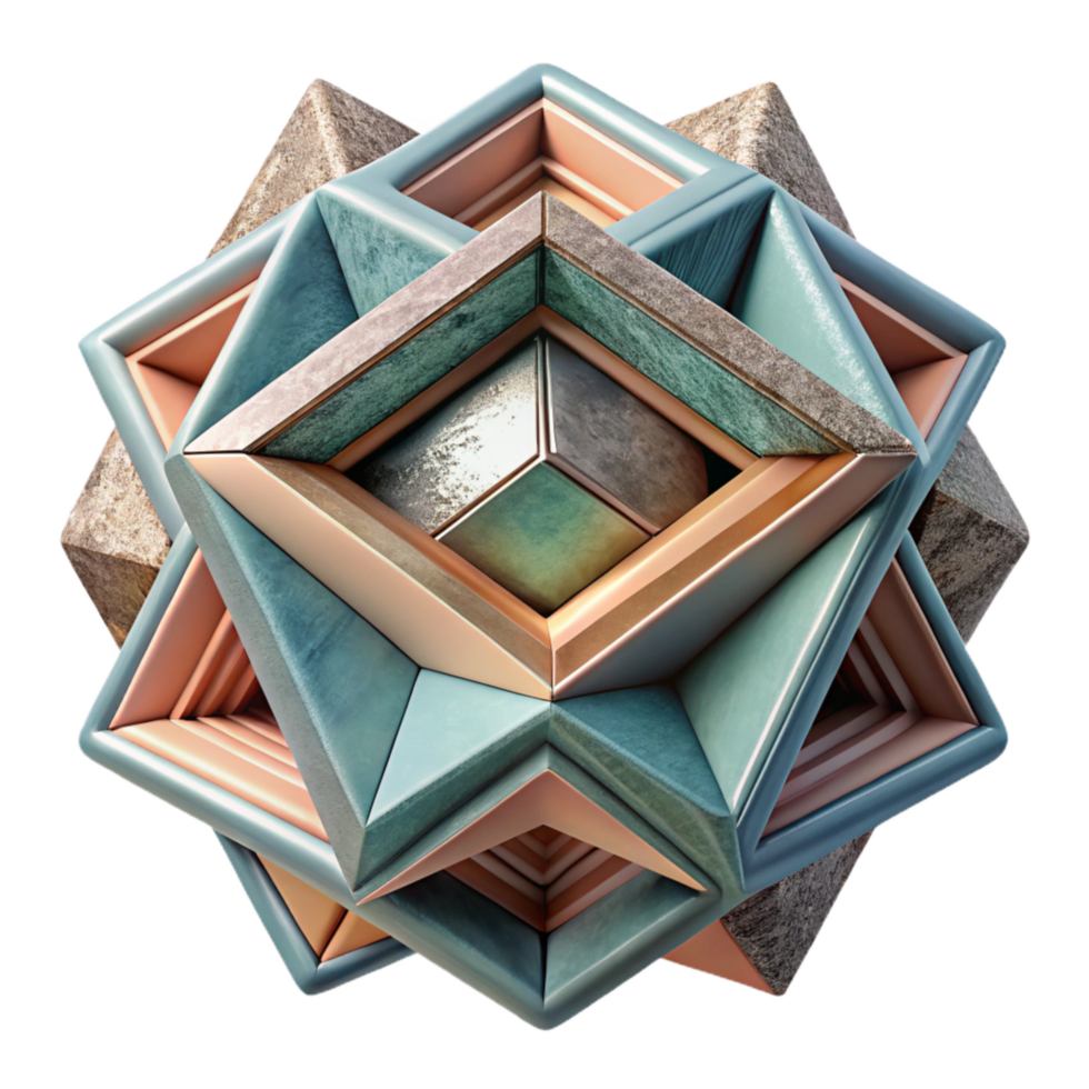 vibrant rustic Geometric Fusion Design with 3d Effect Cutout high resolution png