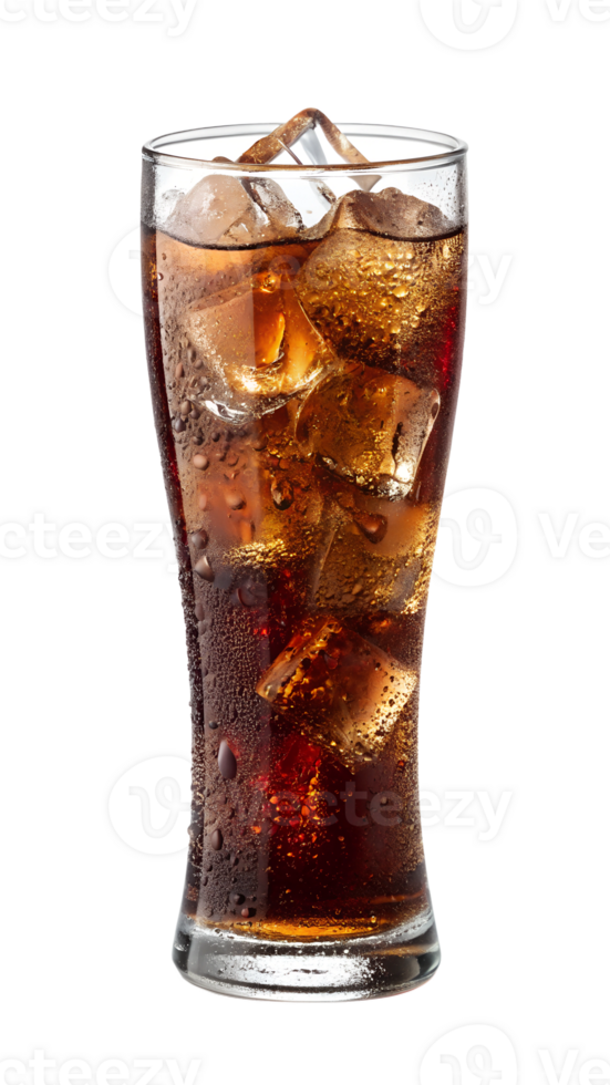 Refreshing cold drink in a tall glass with ice png