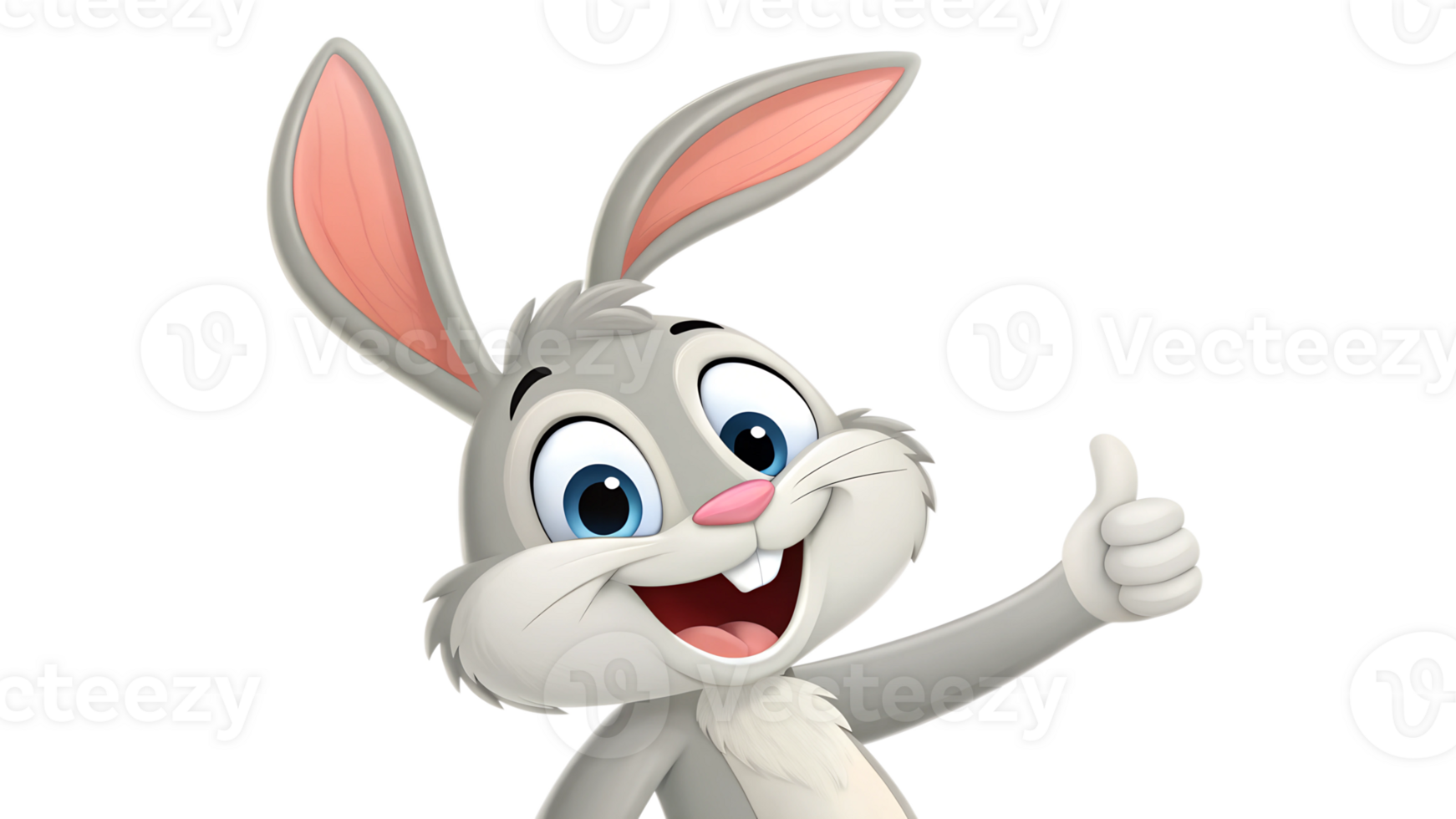 Happy cartoon rabbit giving a thumbs up gesture png