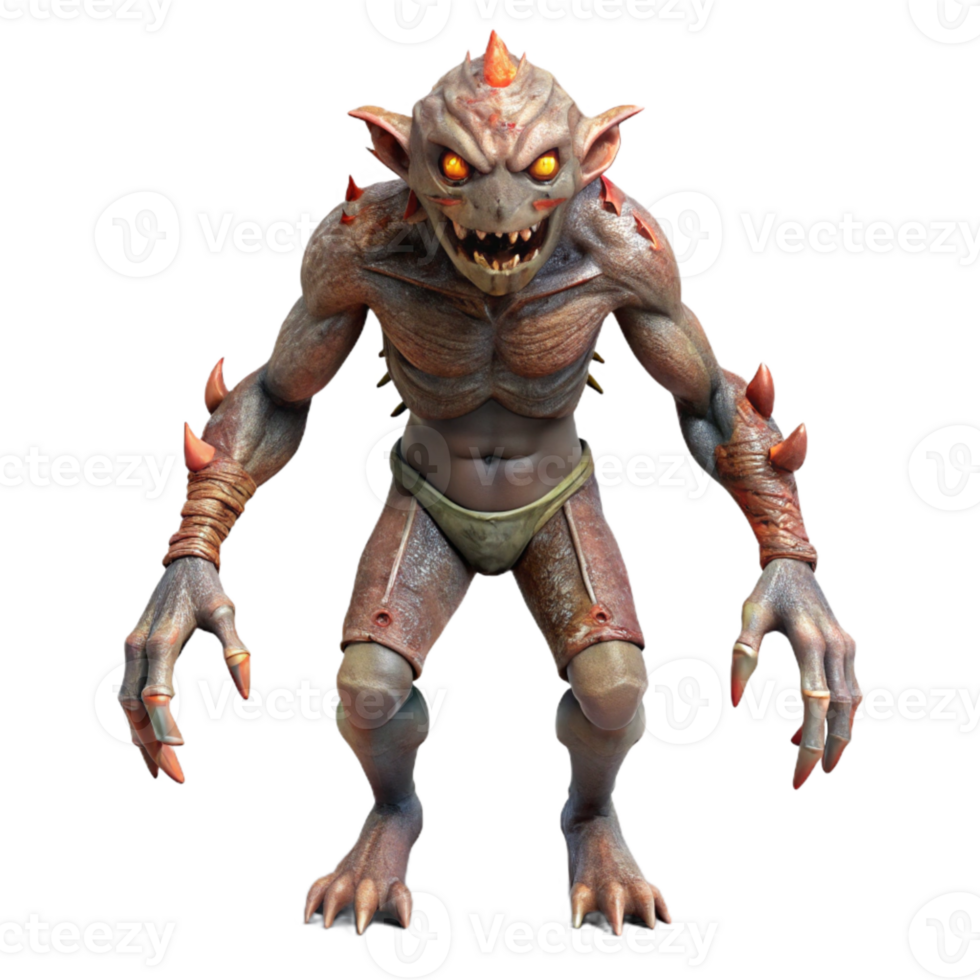 stunning rustic Geometric Horror Creature Isolated Side View authentic png