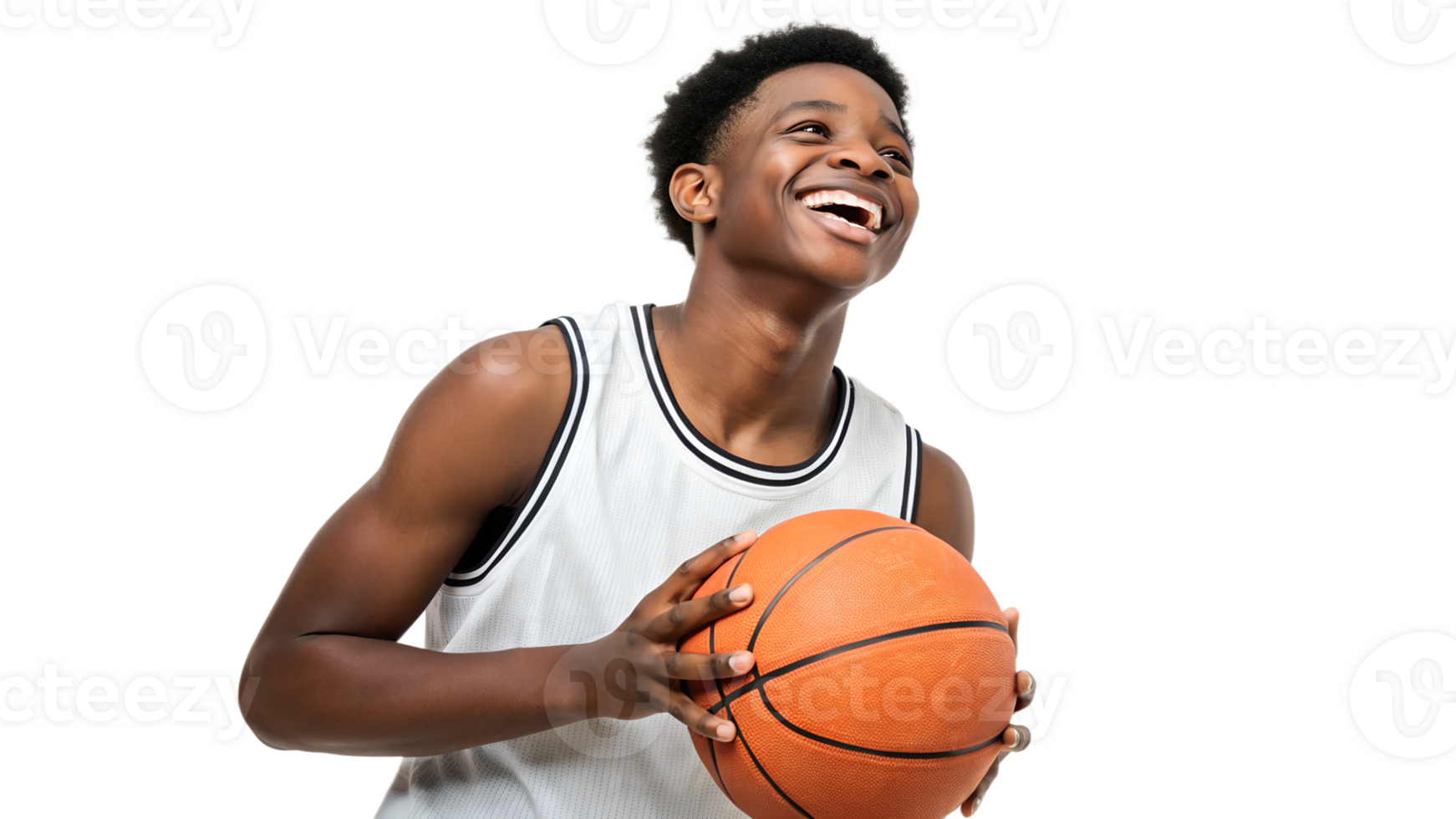 Smiling young basketball player with ball png