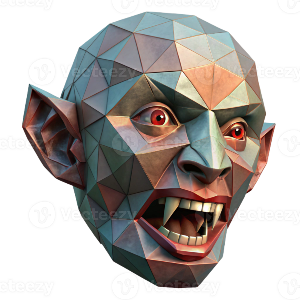 wonderful rustic Geometric Horror Face Isolated Profile View authentic png