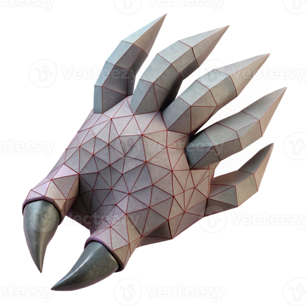 beautiful modern Geometric Horror Hand Isolated Claw Extended detailed png