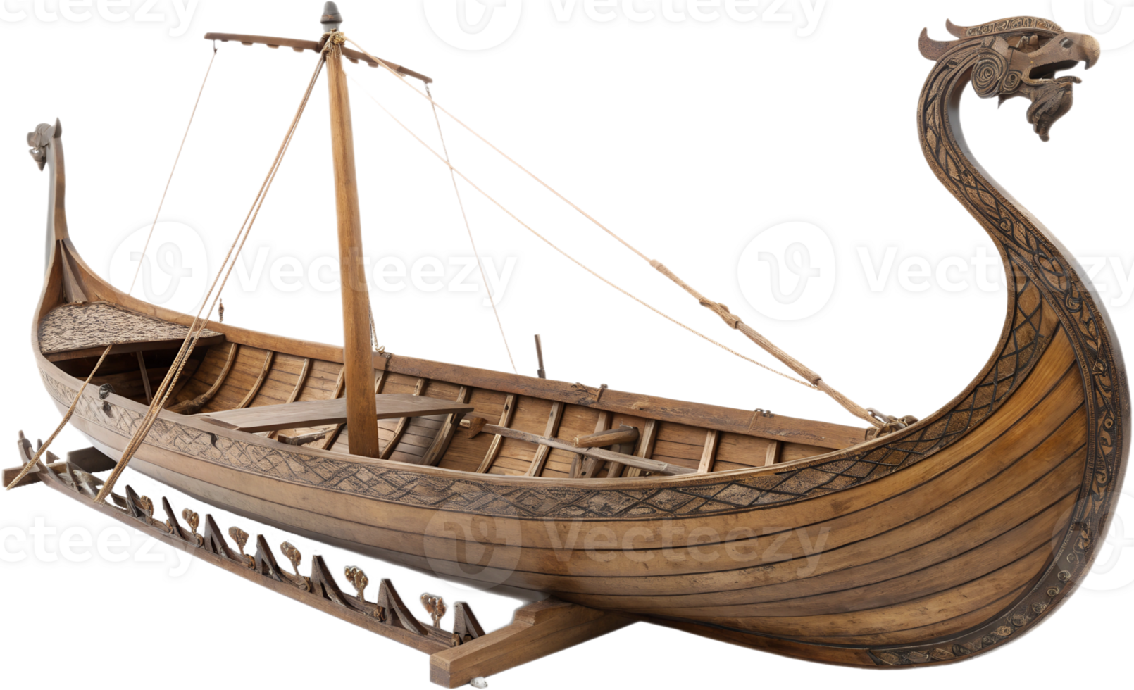 Traditional Viking ship model crafted from wood png