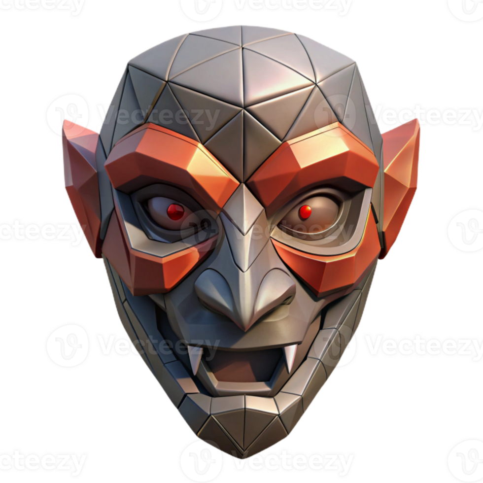 serene traditional Geometric Horror Mask Isolated Front View original png