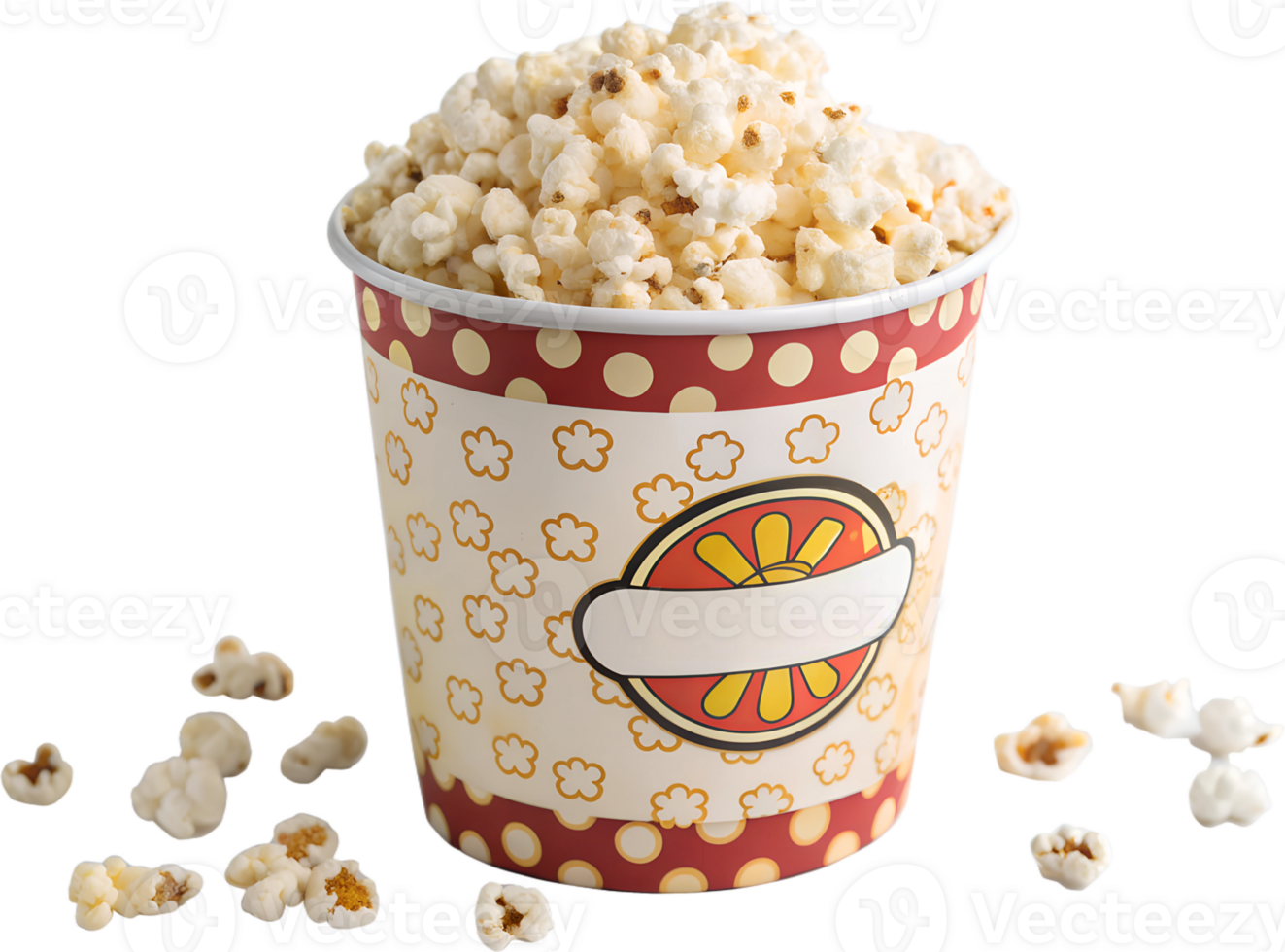 Fresh popcorn in a colorful cup at the cinema png