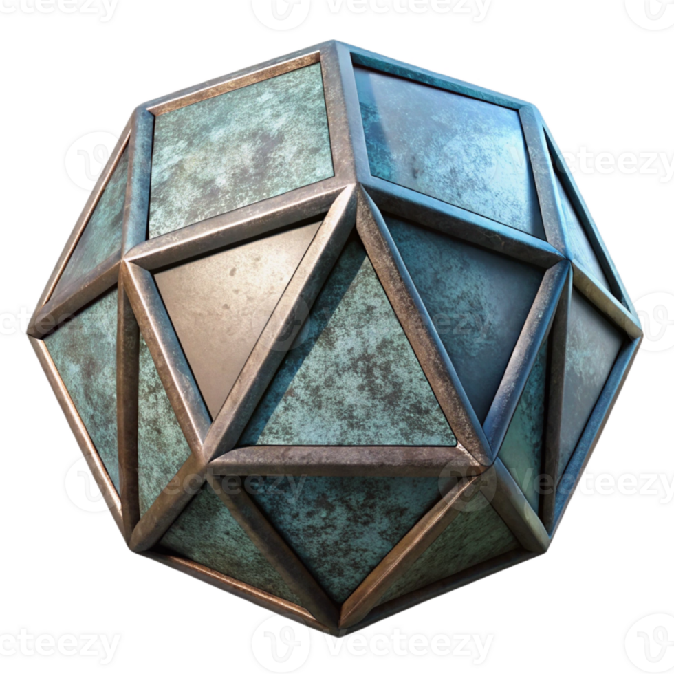 beautiful contemporary Geometric Icosahedron 20 Sided Shape Cutout high resolution png
