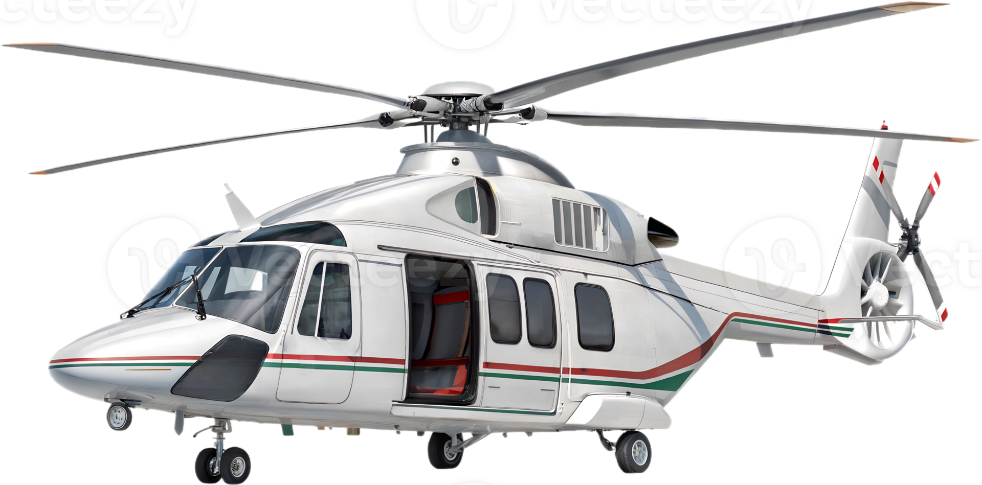 Helicopter with sleek design at a landing site png