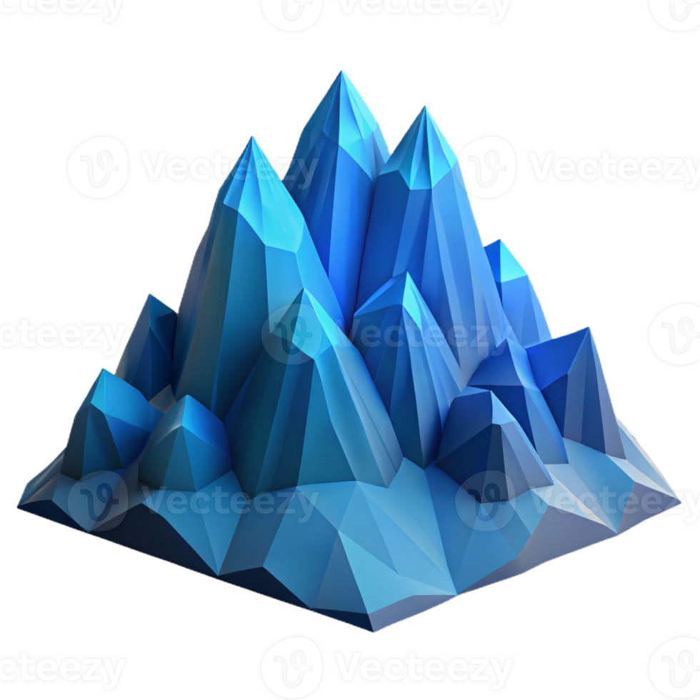 impressive minimalist Geometric Mountain Range Isolated with Blue Tint genuine png