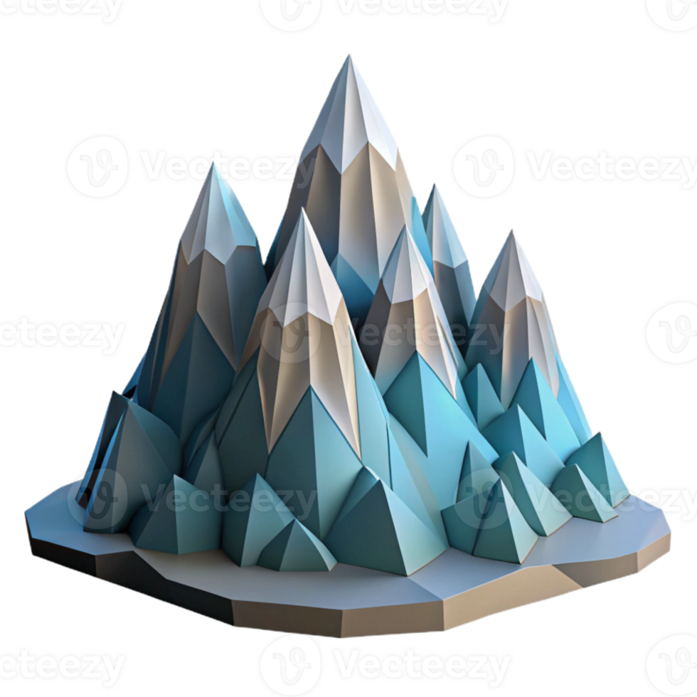 extraordinary abstract Geometric Mountain Range Low Poly Style Cutout professional png