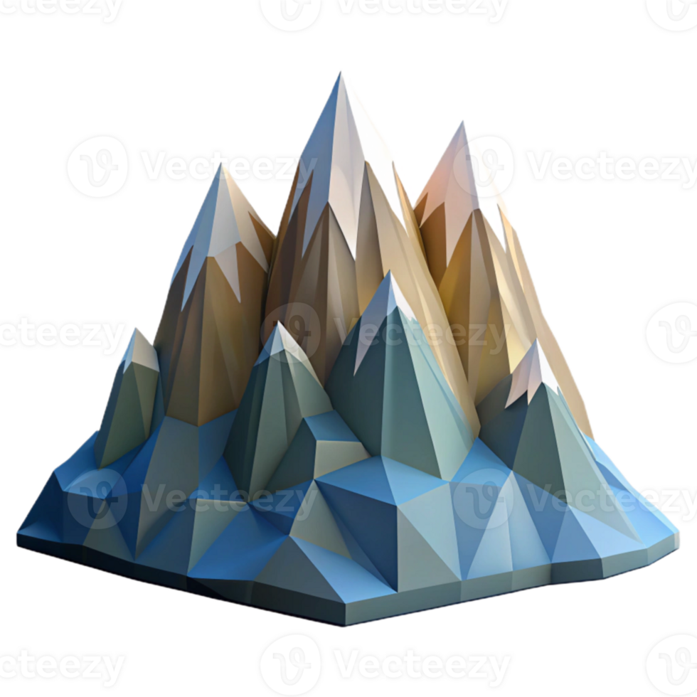 beautiful abstract Geometric Mountain Range Low Poly Style Cutout exclusive png