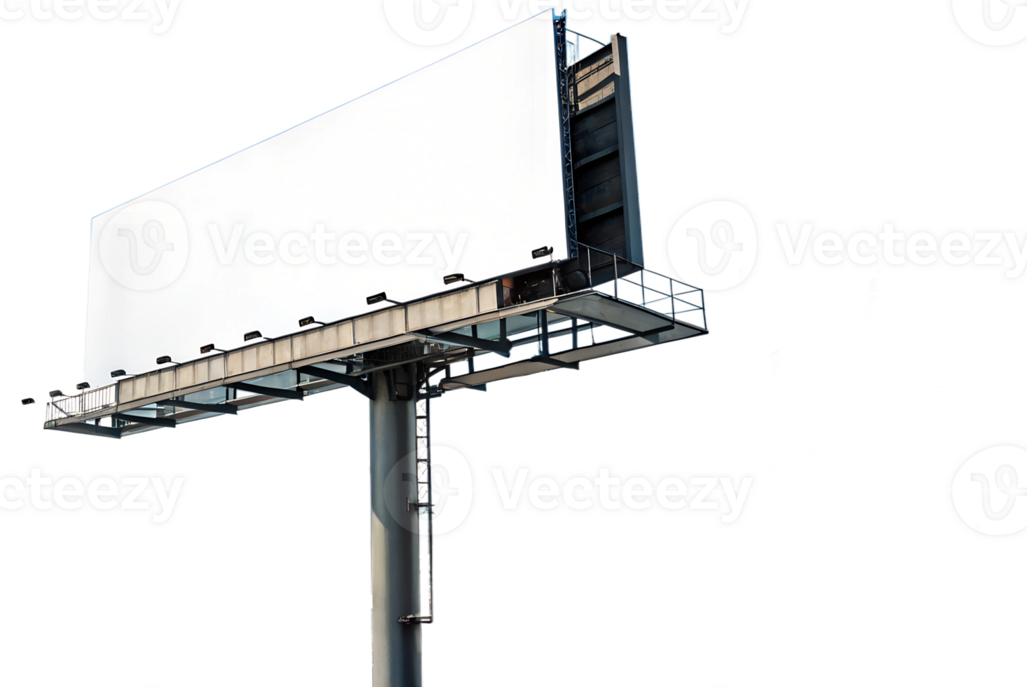 Blank billboard stands against a clear sky png