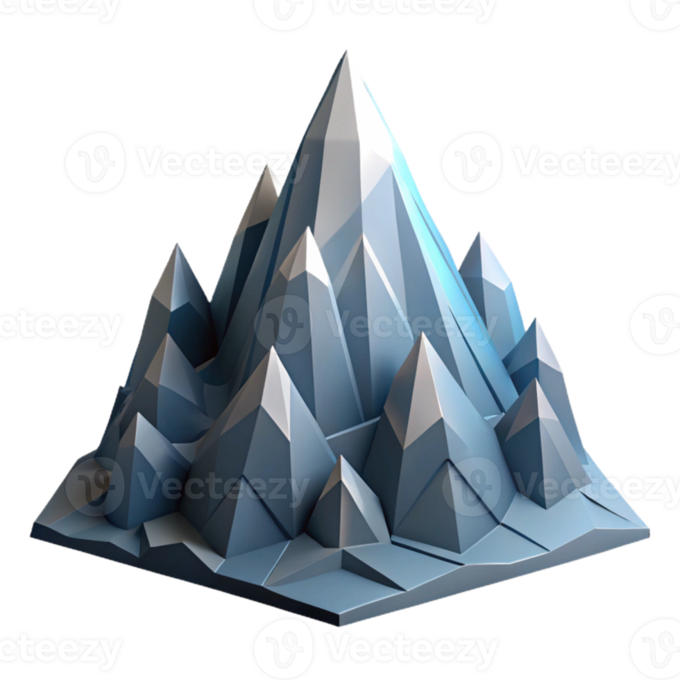 wonderful artistic Geometric Mountain with Sharp Edges Transparent Background high resolution png