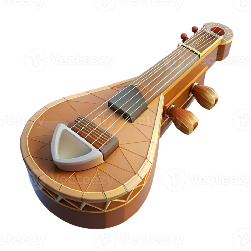 impressive creative Geometric Musical Instrument Representation Transparent Background with Strings authentic png