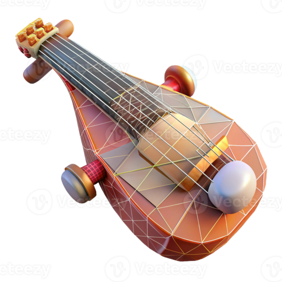 elegant contemporary Geometric Musical Instrument Representation Transparent Background with Strings genuine png