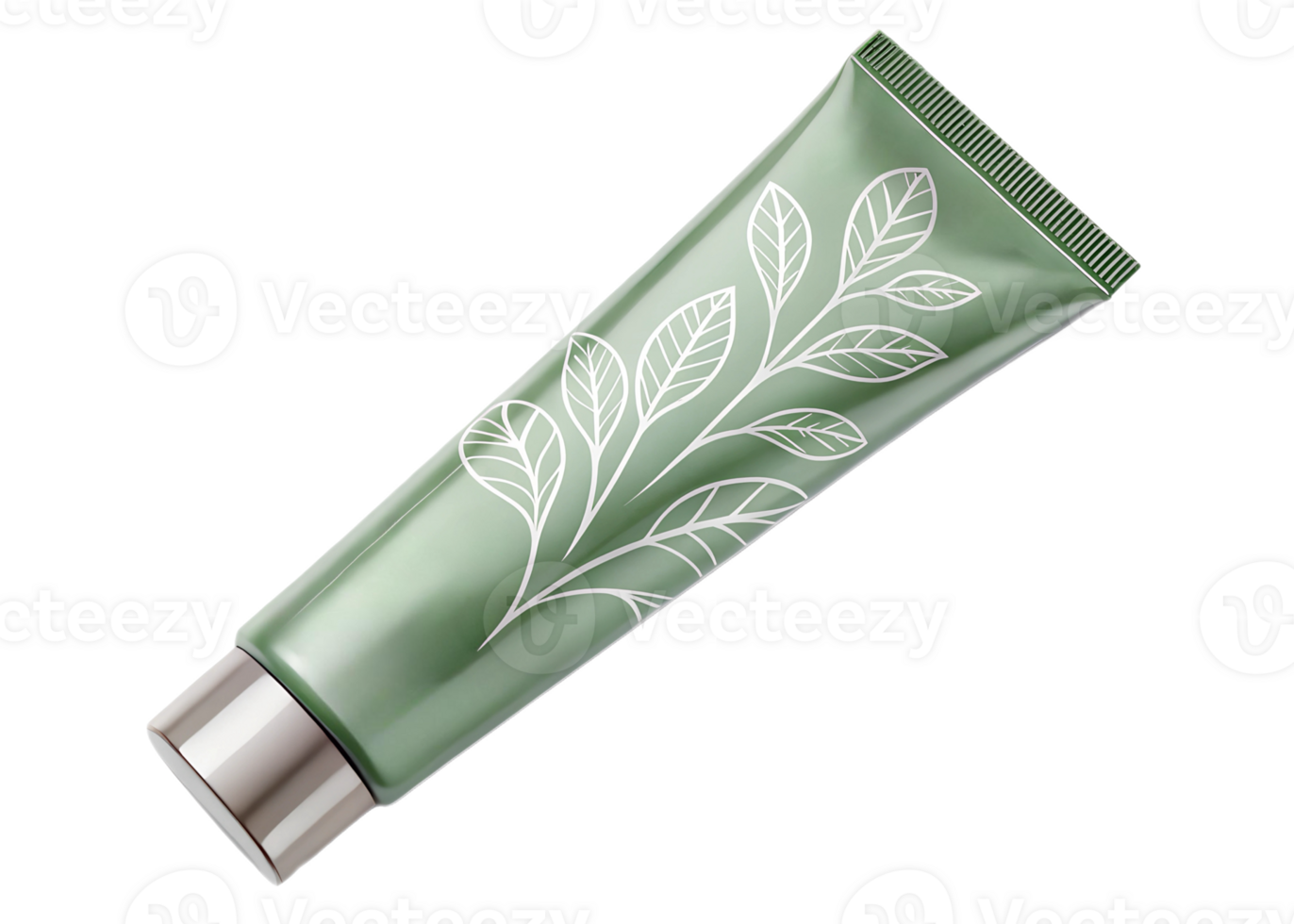 Green cream tube with leaf design png