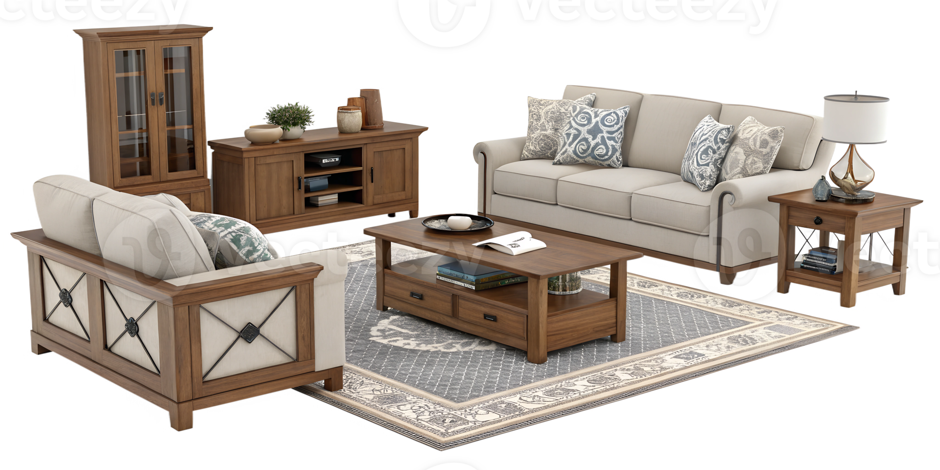 Natural toned elegant living room setup png