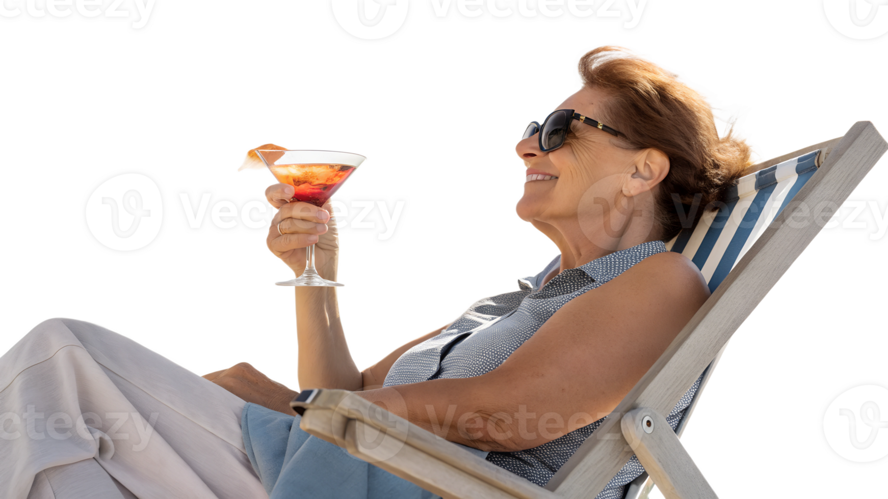 Relaxing by the beach with a delicious cocktail png
