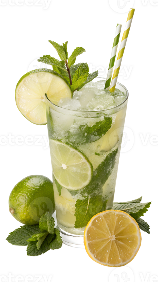 Refreshing mojito with mint and citrus slices png