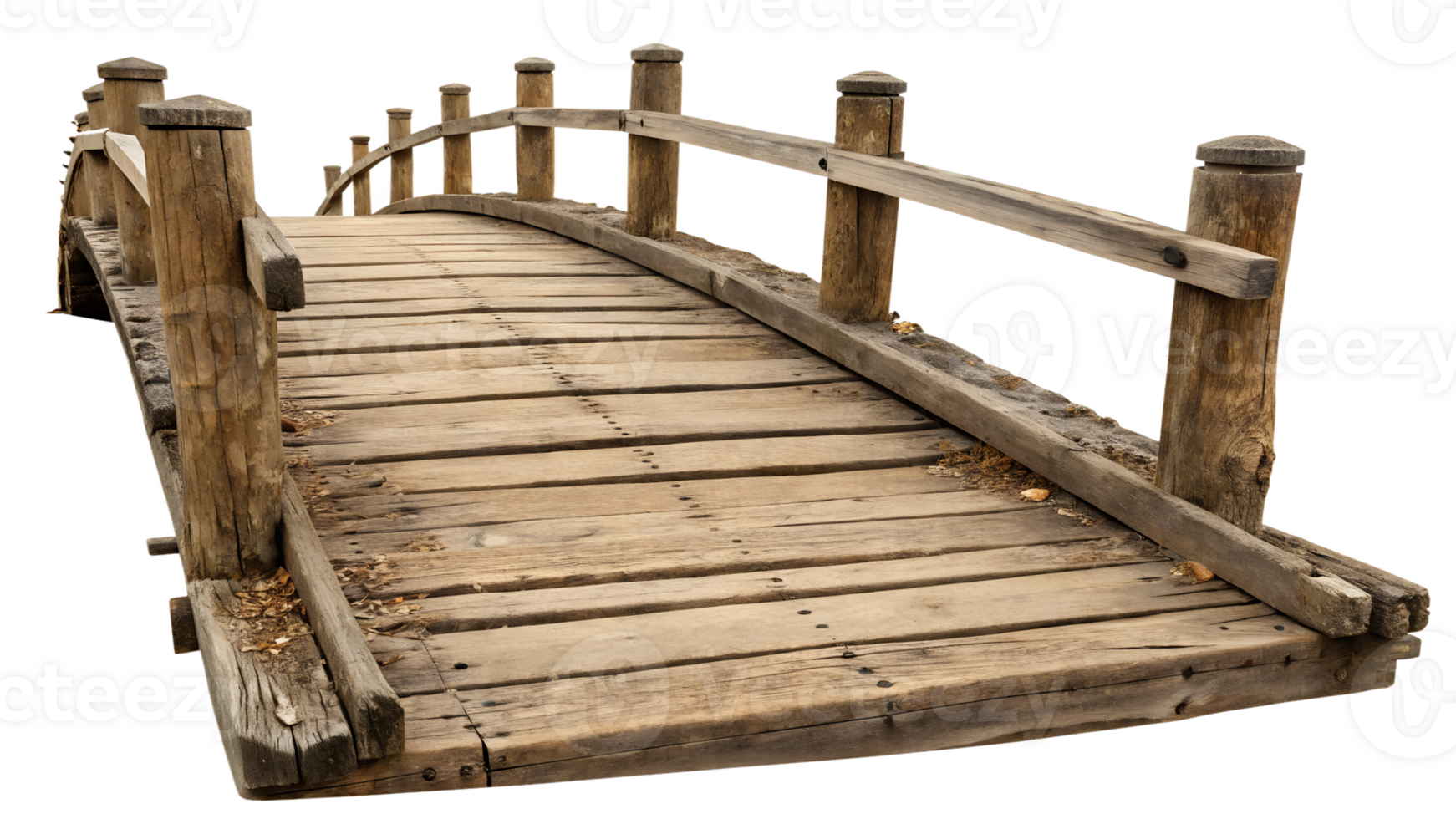 Wooden bridge over water in natural setting png