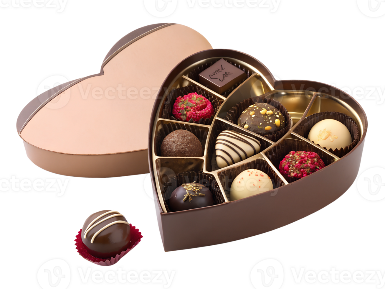Heart shaped box of assorted chocolates png