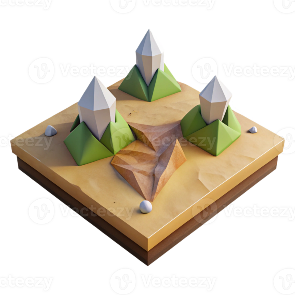 extraordinary creative Geometric Plateau Landscape Isolated with Flat Top authentic png