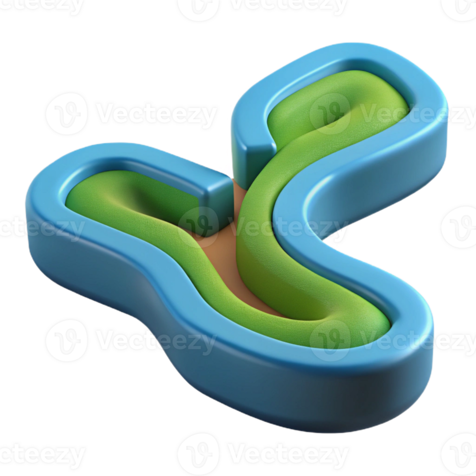 serene traditional Geometric River Bend Isolated with Meandering Course png