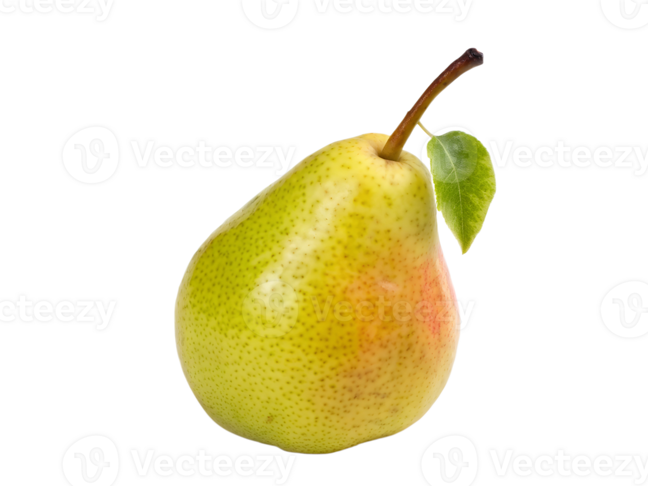 Green pear with a small leaf on its stem png