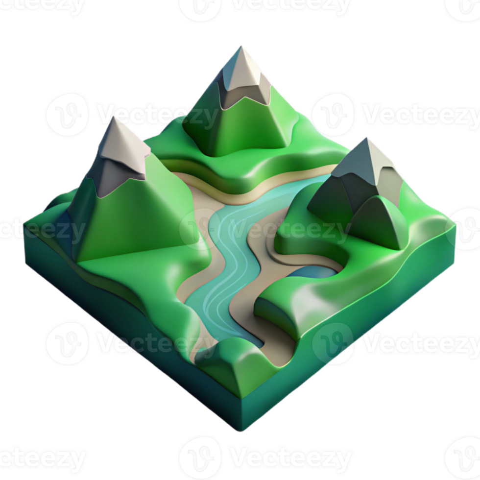 extraordinary minimalist Geometric River Delta Isolated with Green Gradient original png
