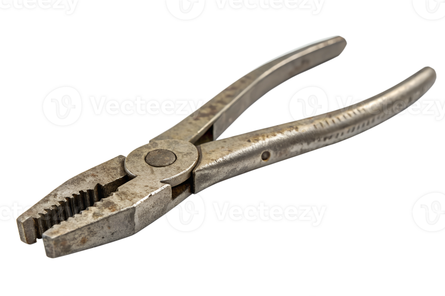 Pliers resting on a flat surface with worn finish png