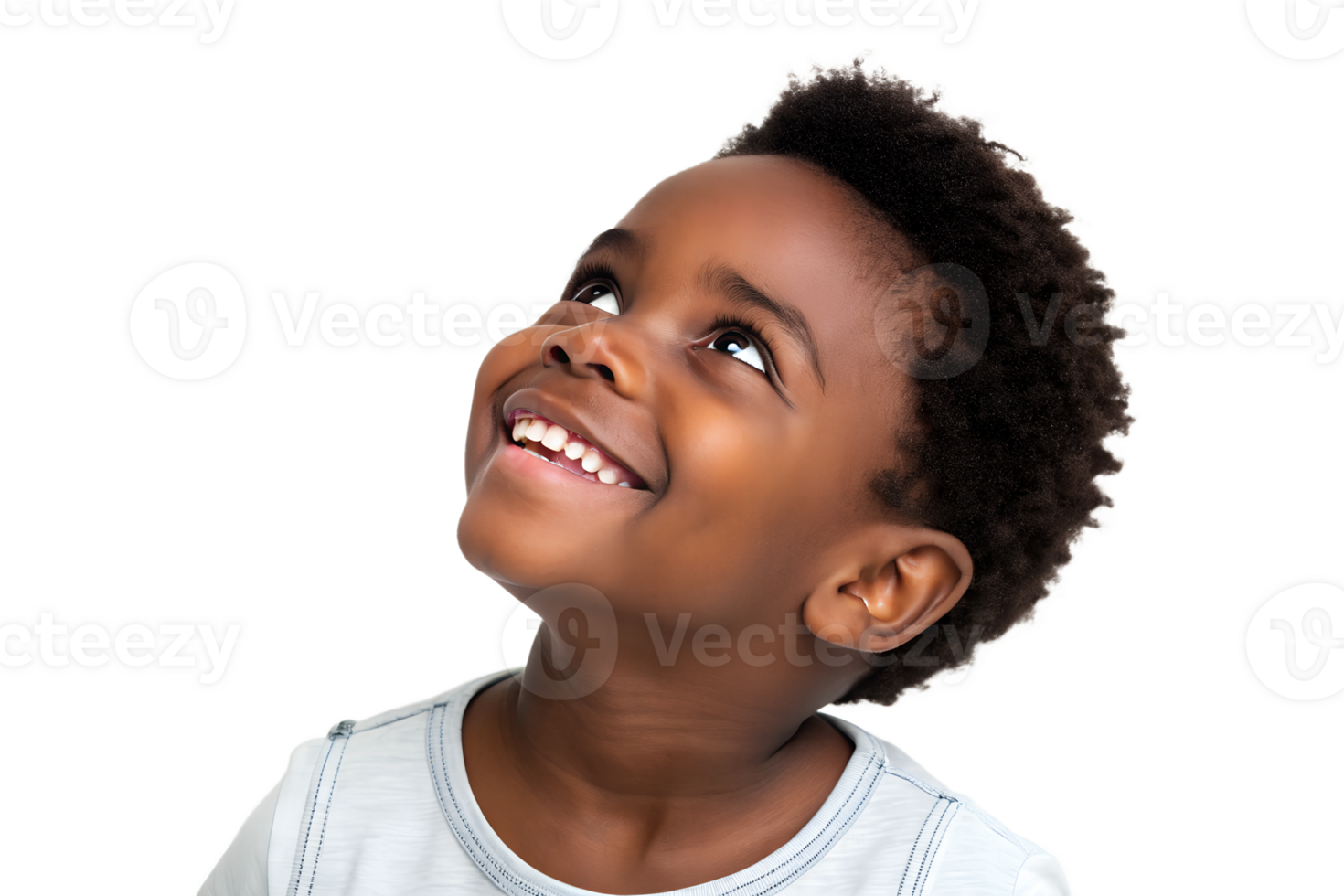 Young boy smiling and looking up with joy png