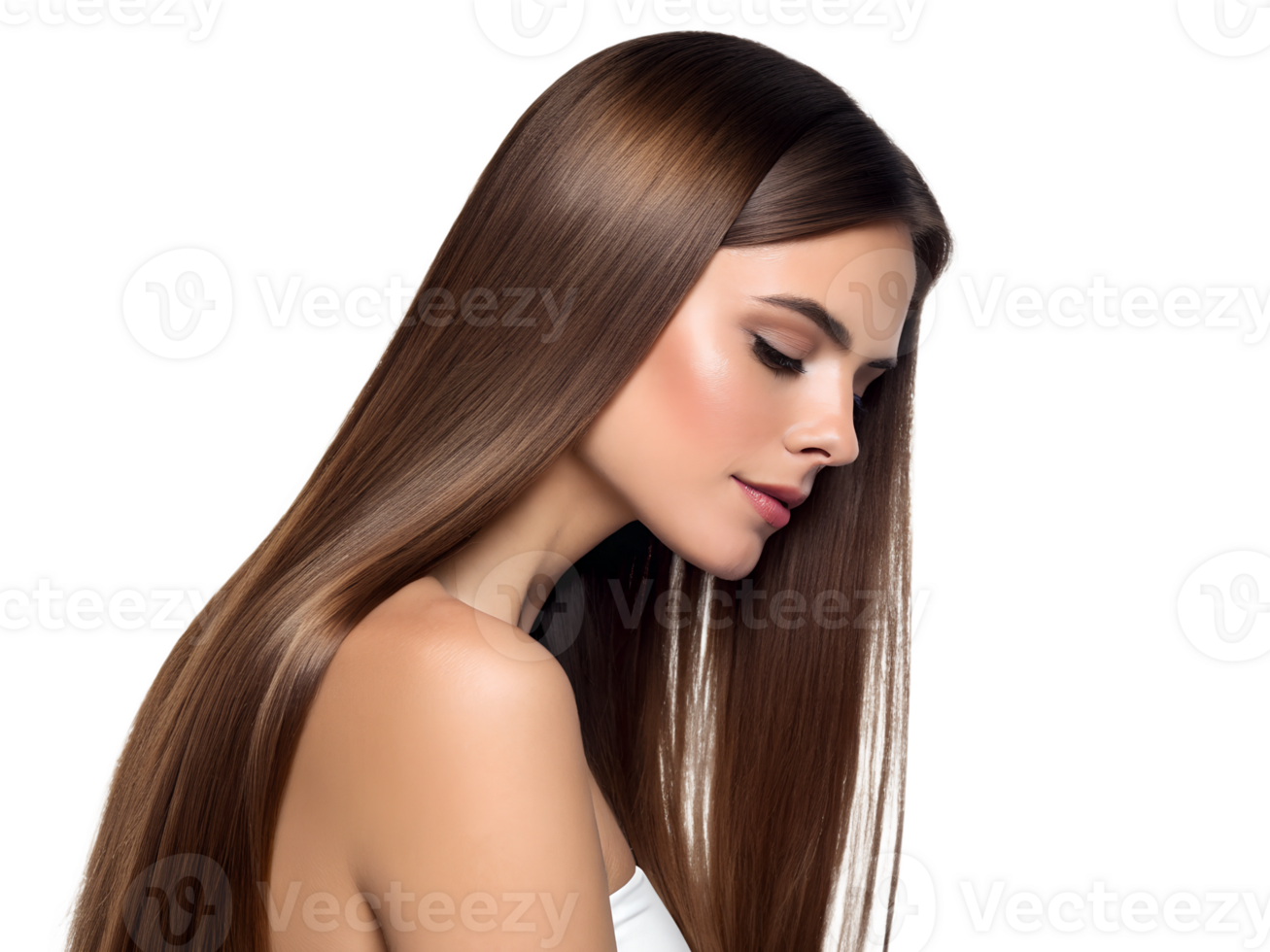 Long silky hair captured in profile view png