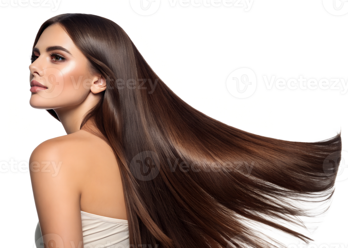 Long flowing hair showcases beauty and elegance png