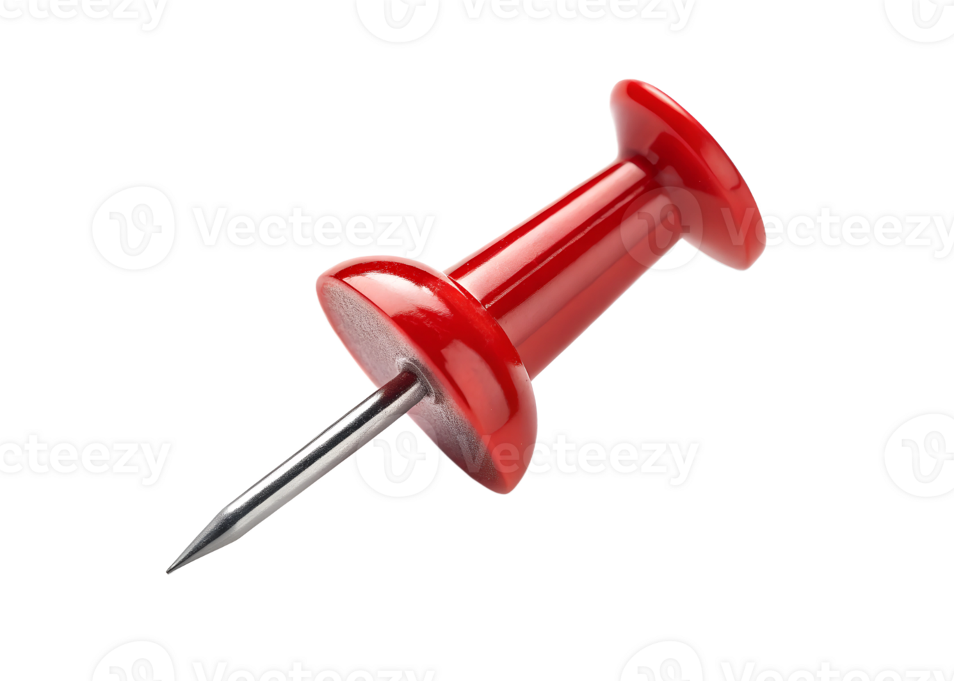 Bright red push pin on a clean white background png